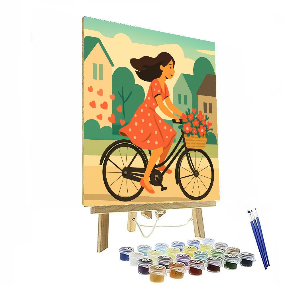 Morning Flower Bike Ride In Valentines Day Spirit Number painting
