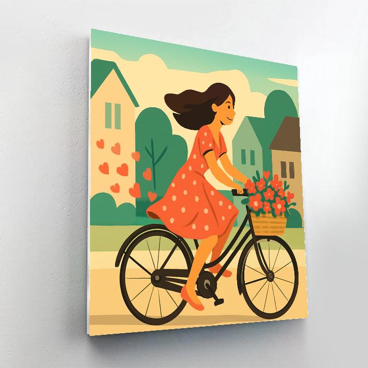 Morning Flower Bike Ride In Valentines Day Spirit Number painting