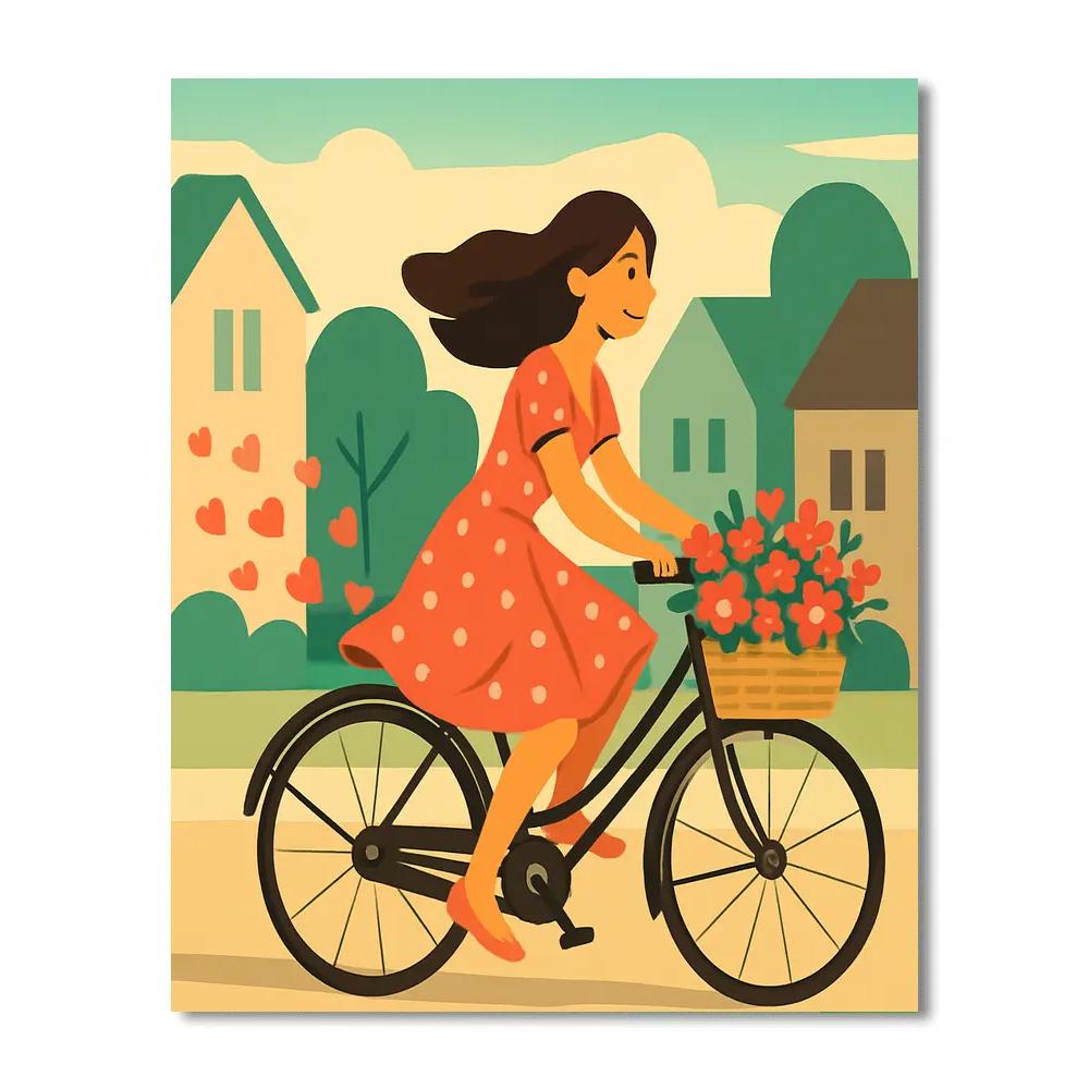 Morning Flower Bike Ride In Valentines Day Spirit Number painting