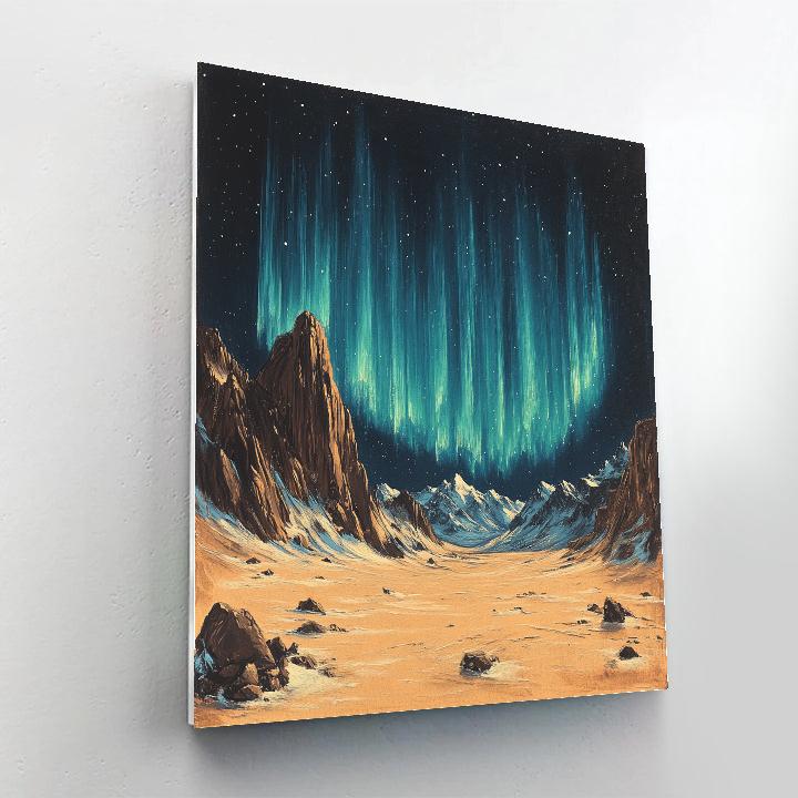 Leonardo Da Vinci Inspired Aurora Over Silent Mountains paint by numbers