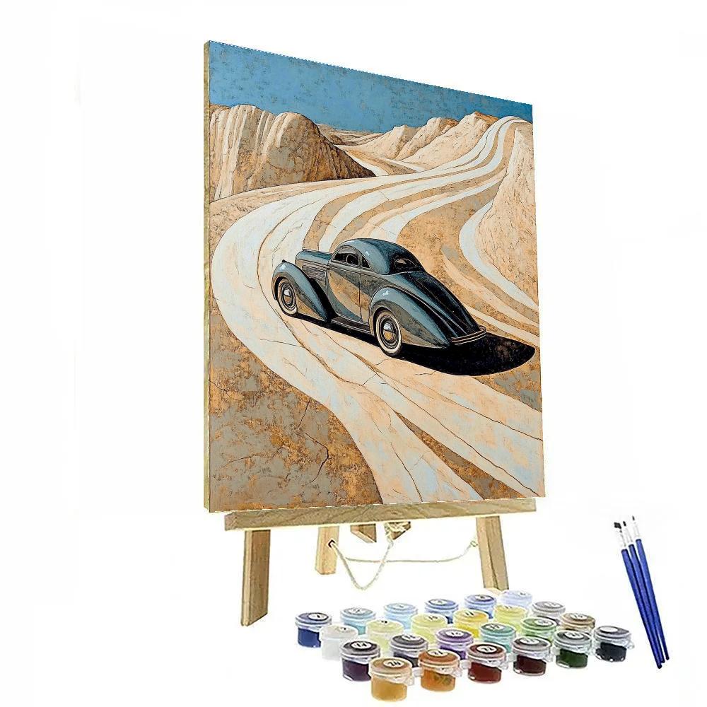 Michelangelo Inspired Vintage Car Silhouette Canyon painting number kit