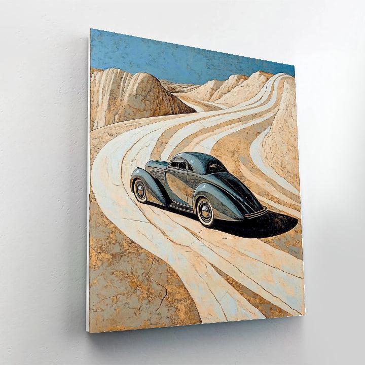 Michelangelo Inspired Vintage Car Silhouette Canyon painting number kit