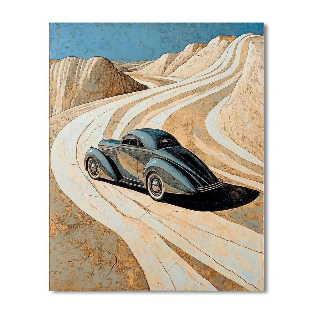 Michelangelo Inspired Vintage Car Silhouette Canyon painting number kit