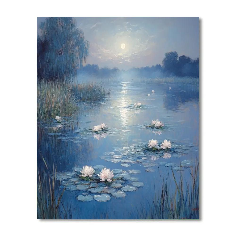 Claude Monet Inspired Water Lilies And Moonlight Numbered painting kits