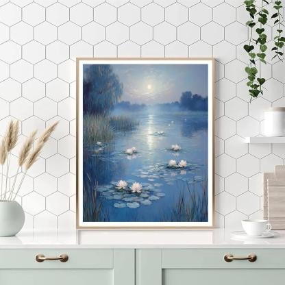 Claude Monet Inspired Water Lilies And Moonlight Numbered painting kits