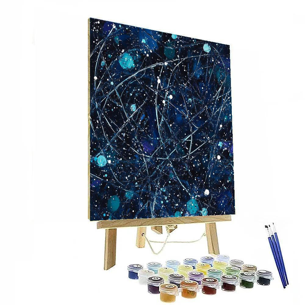 Jackson Pollock Inspired Aurora Static Over Midnight Tundra Paint by numbers art