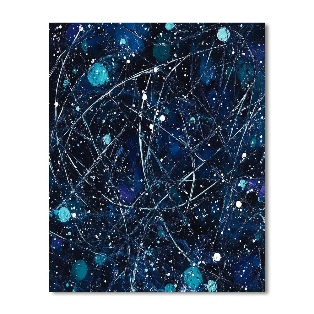 Jackson Pollock Inspired Aurora Static Over Midnight Tundra Paint by numbers art