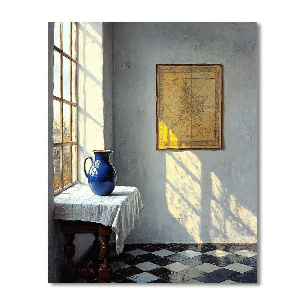 Johannes Vermeer Inspired Lapis Jug And Sunlit Map Wall Painting by numbers kit