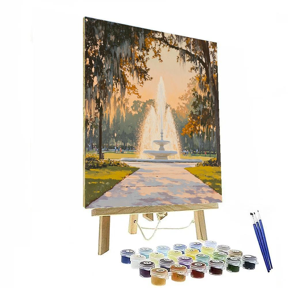 Pink Granite Boulders At Forsyth Park Fountain Savannah United States Paint by numbers kits