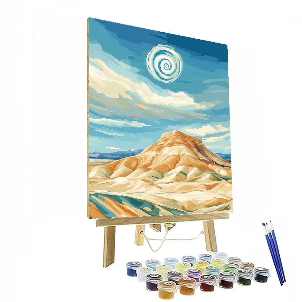 Georgia OKeeffe Inspired Sunlit Mesa With Spiral Cloud Halo Paint by numbers art