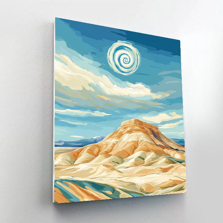 Georgia OKeeffe Inspired Sunlit Mesa With Spiral Cloud Halo Paint by numbers art
