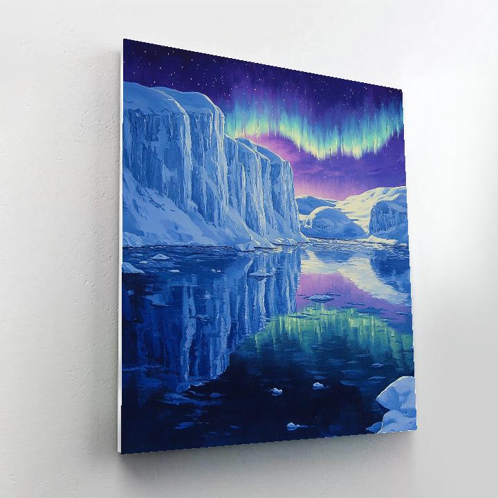 Lawren Harris Inspired Silent Fjord With Violet Aurora Veil Number painting