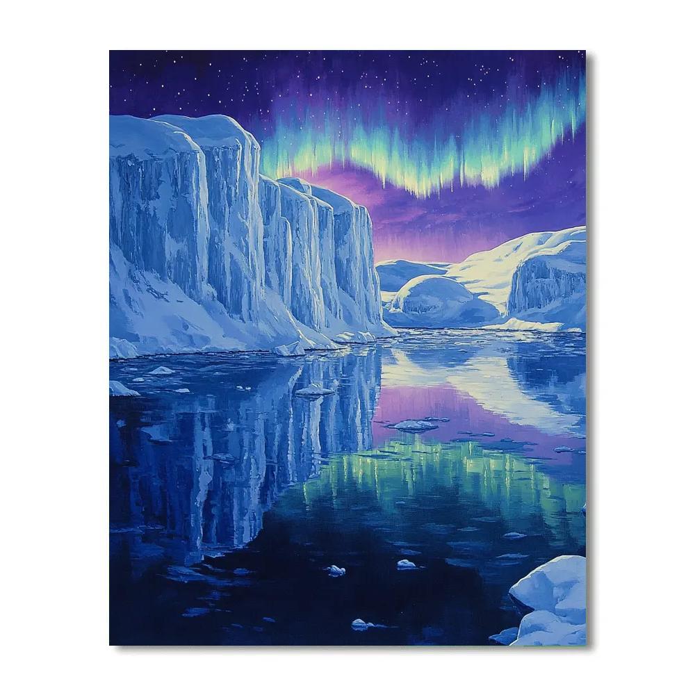 Lawren Harris Inspired Silent Fjord With Violet Aurora Veil Number painting