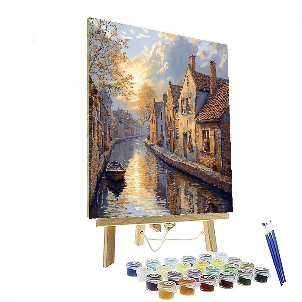 Johannes Vermeer Inspired Delft Canal Reflections At Morning Haze Paint by numbers kits