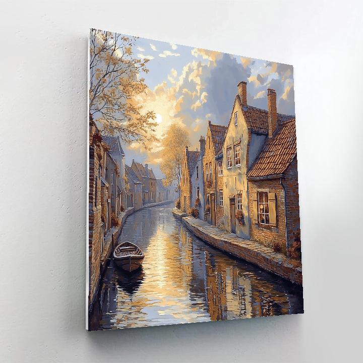 Johannes Vermeer Inspired Delft Canal Reflections At Morning Haze Paint by numbers kits