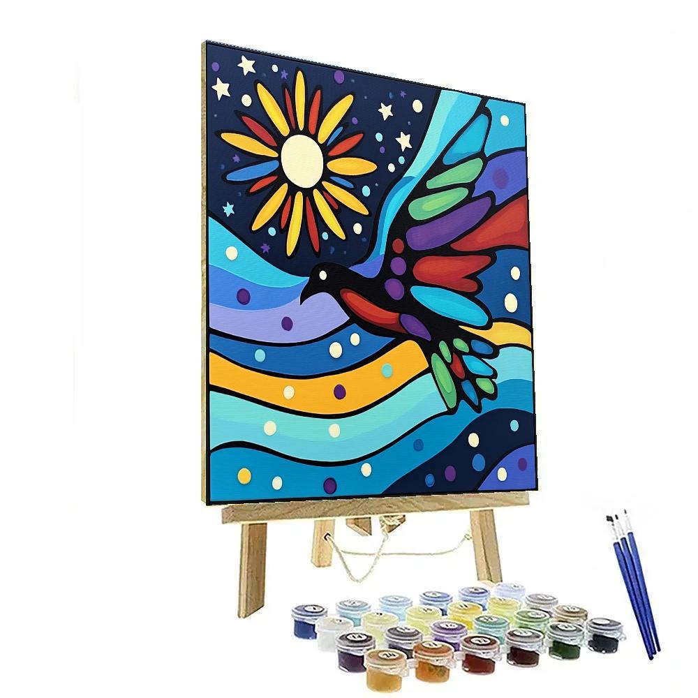 Norval Morrisseau Inspired Thunderbird Of Auroral Sky Currents Numbered painting kits
