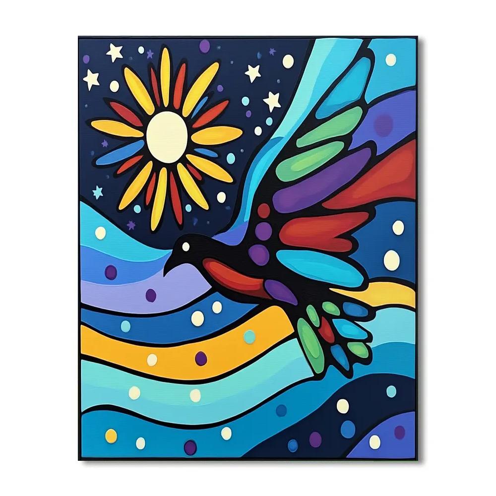 Norval Morrisseau Inspired Thunderbird Of Auroral Sky Currents Numbered painting kits