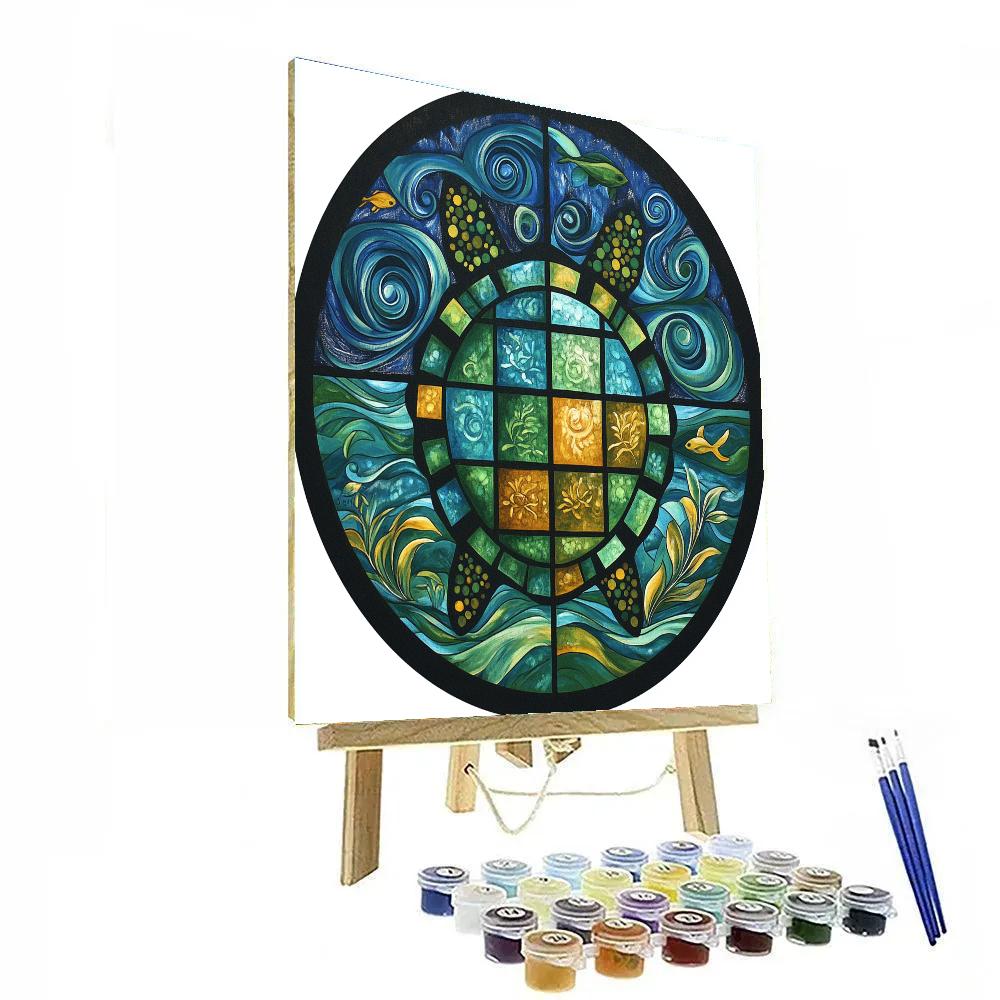 Norval Morrisseau Inspired Turtle Of The Cosmic Tide Pools paint by numbers