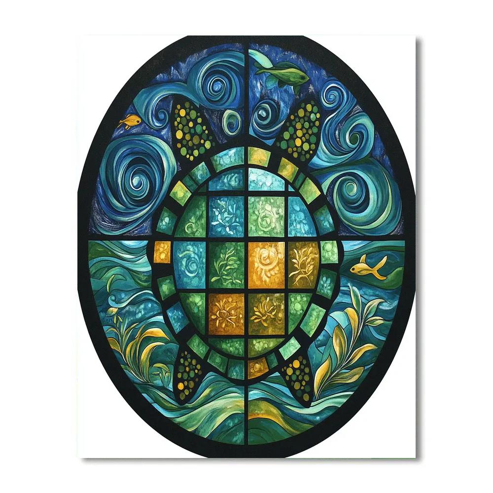 Norval Morrisseau Inspired Turtle Of The Cosmic Tide Pools paint by numbers