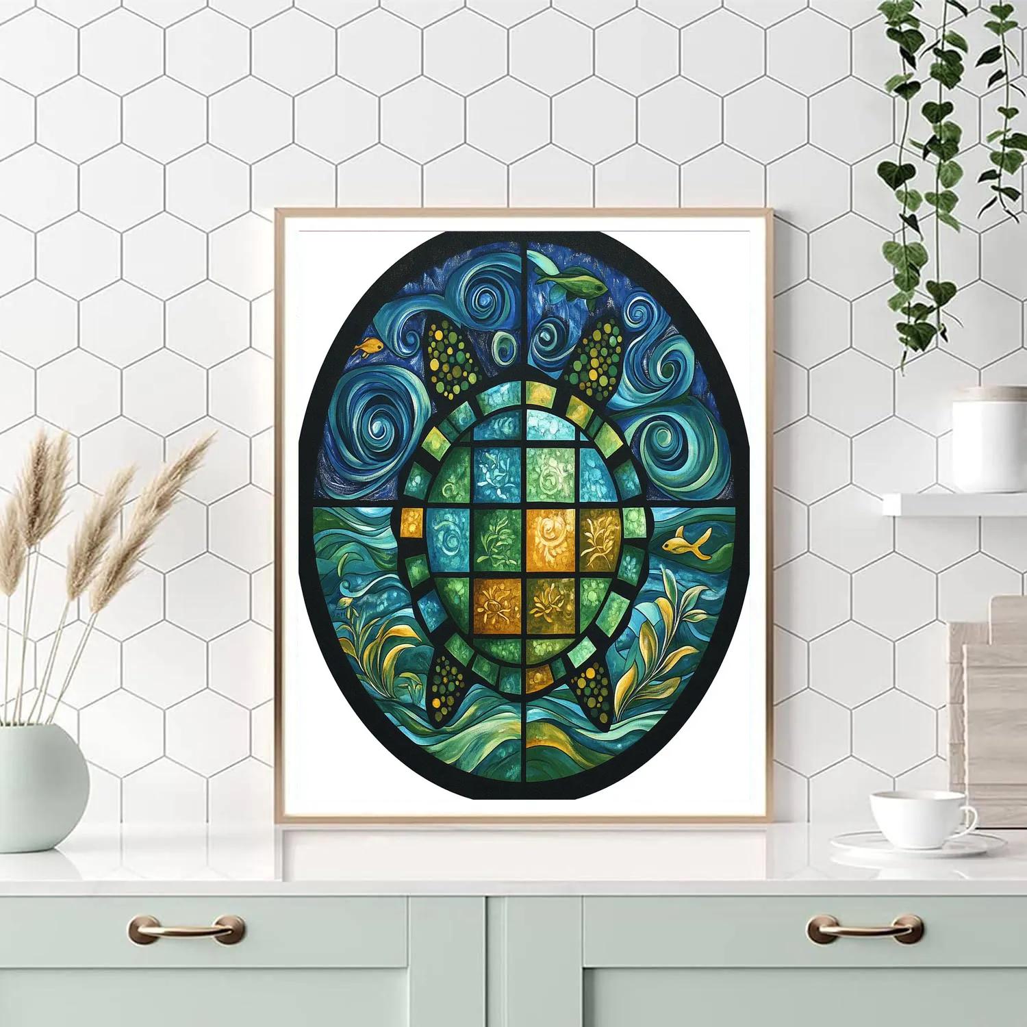 Norval Morrisseau Inspired Turtle Of The Cosmic Tide Pools paint by numbers