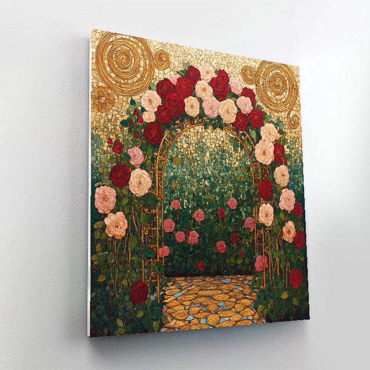 Gustav Klimt Inspired Golden Garden Of Roses paint by color