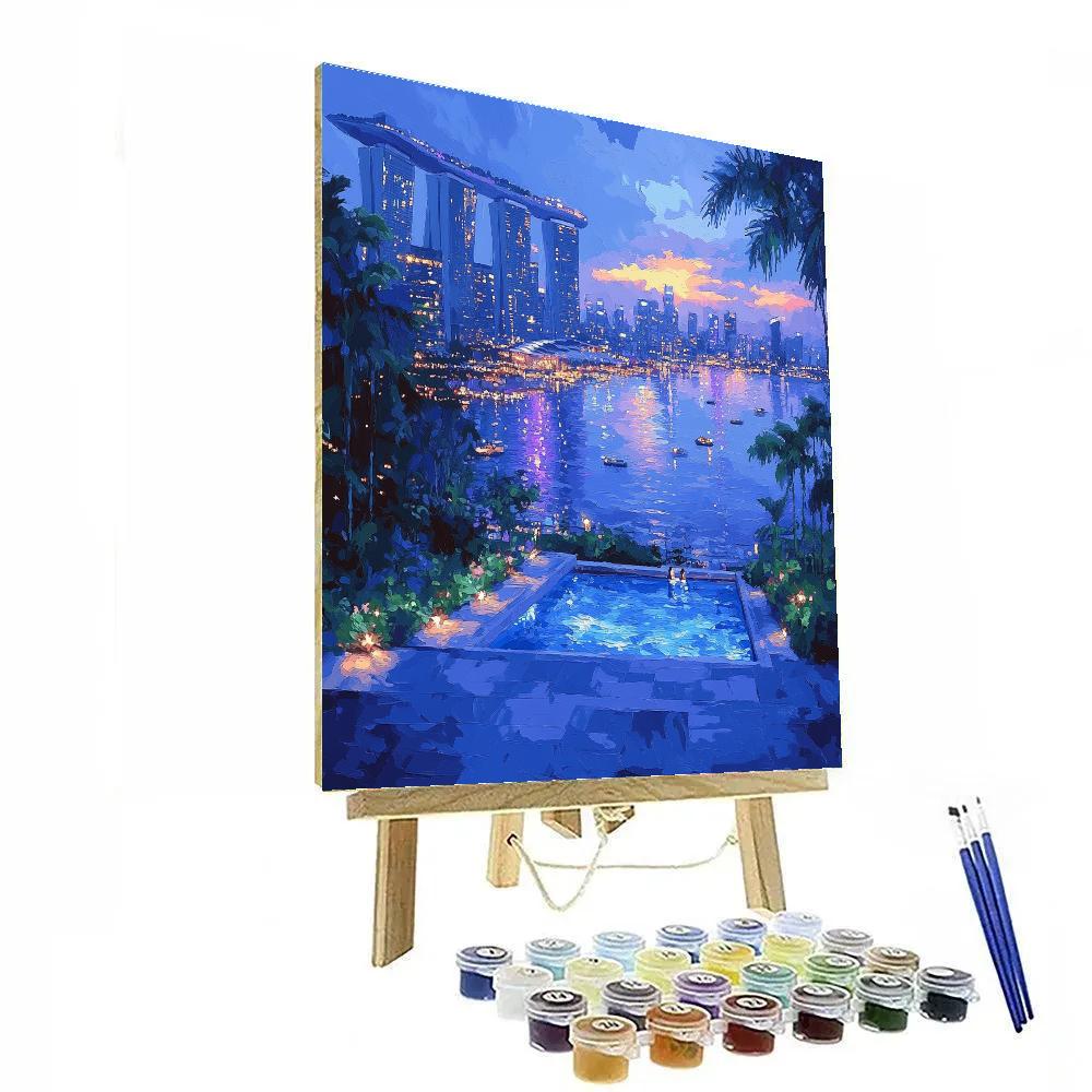 Futuristic Skypark Infinity Pool At Marina Bay Sands Singapore Paint by numbers art
