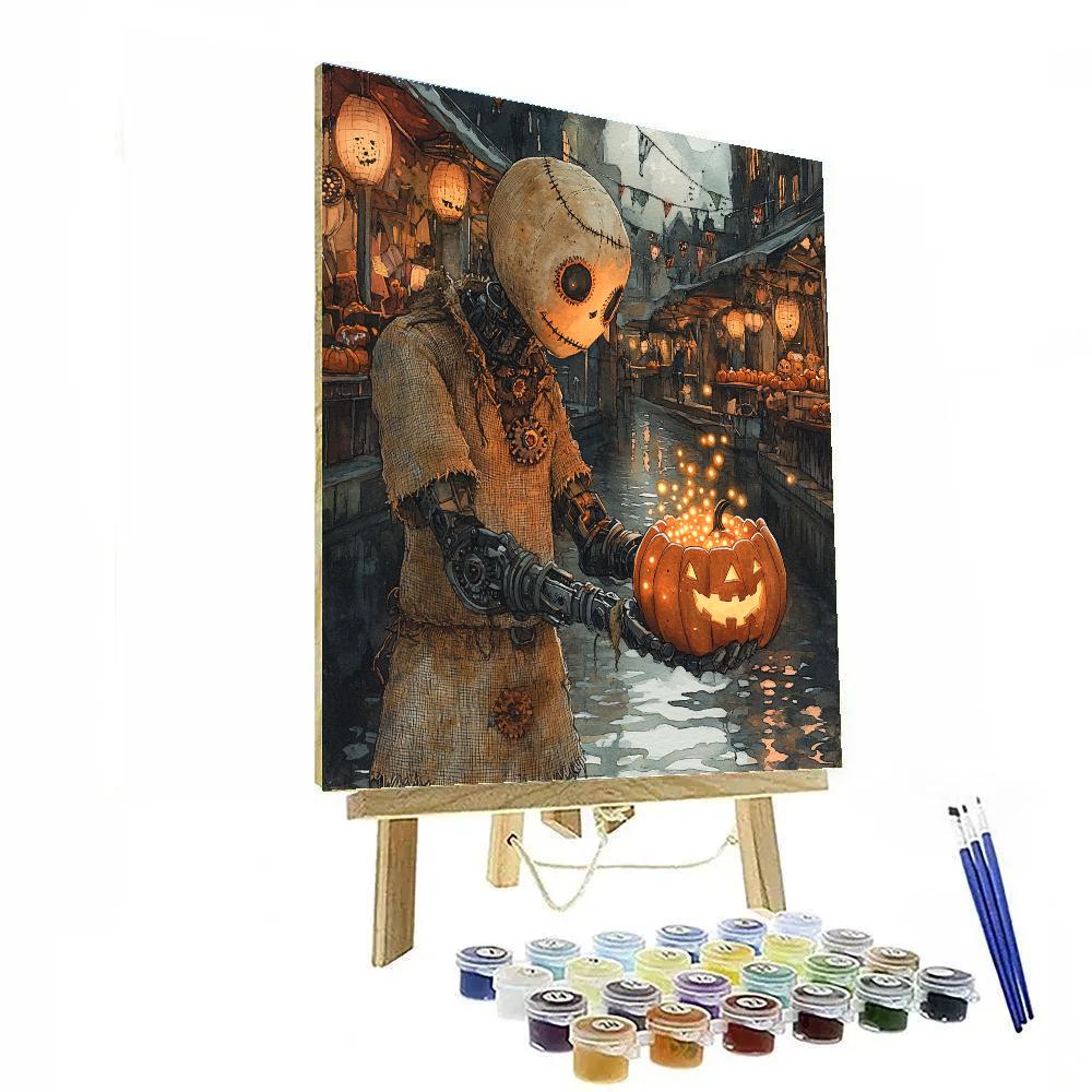 Pumpkin Market With Spooky Clockwork Harvest Number painting