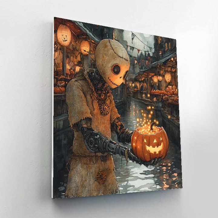 Pumpkin Market With Spooky Clockwork Harvest Number painting