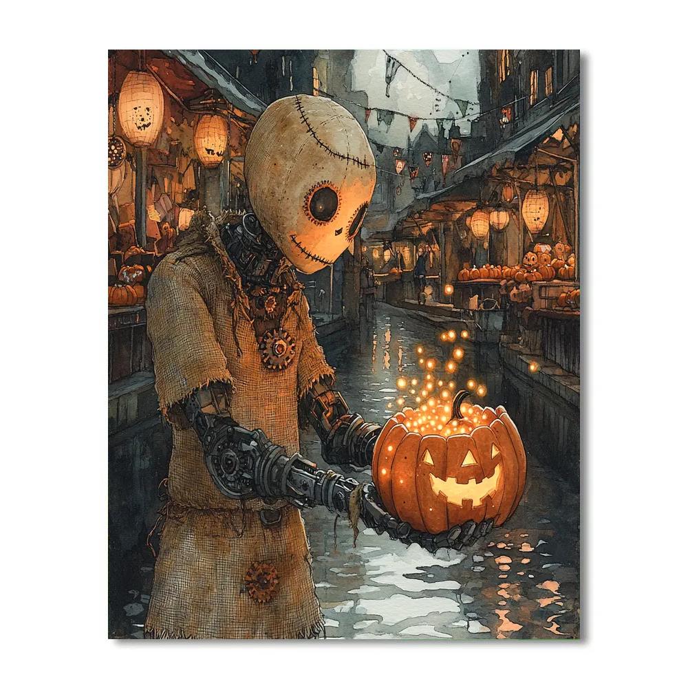Pumpkin Market With Spooky Clockwork Harvest Number painting