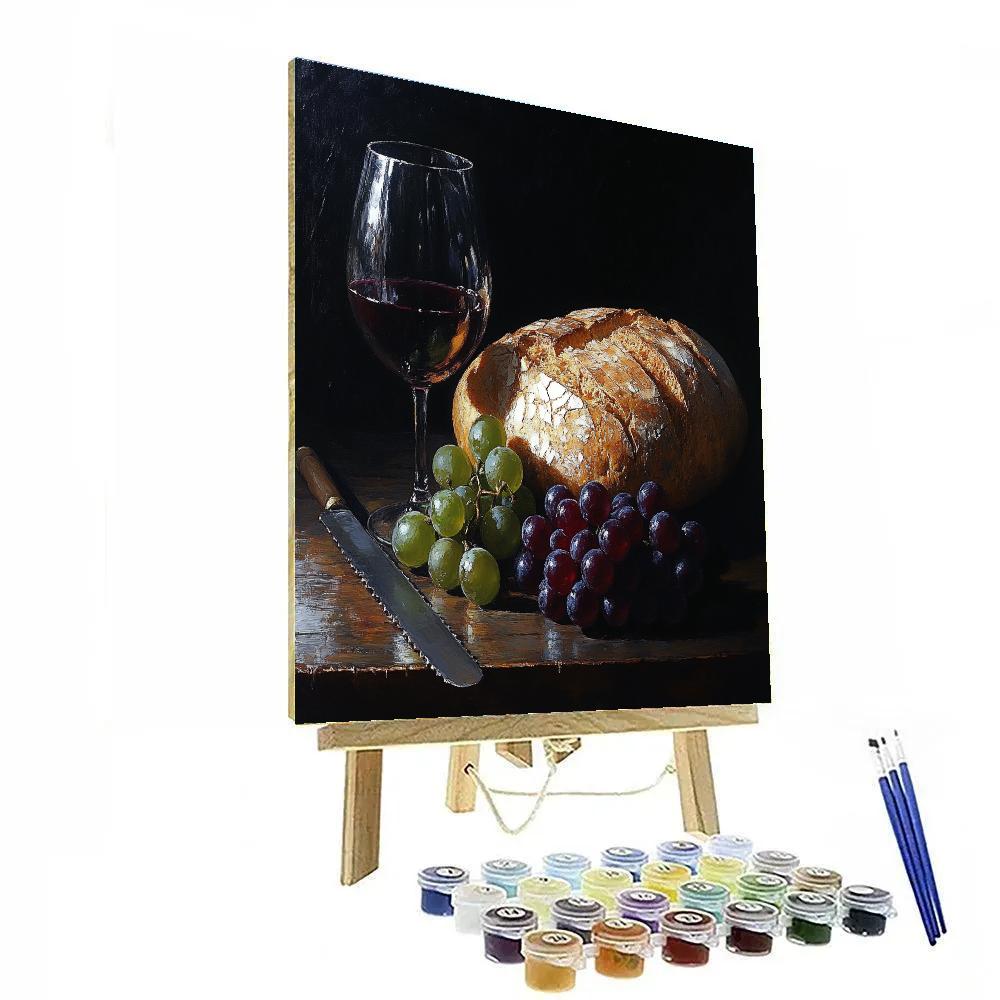 Caravaggio Inspired Still Life Of Bread And Wine Painting by numbers kit