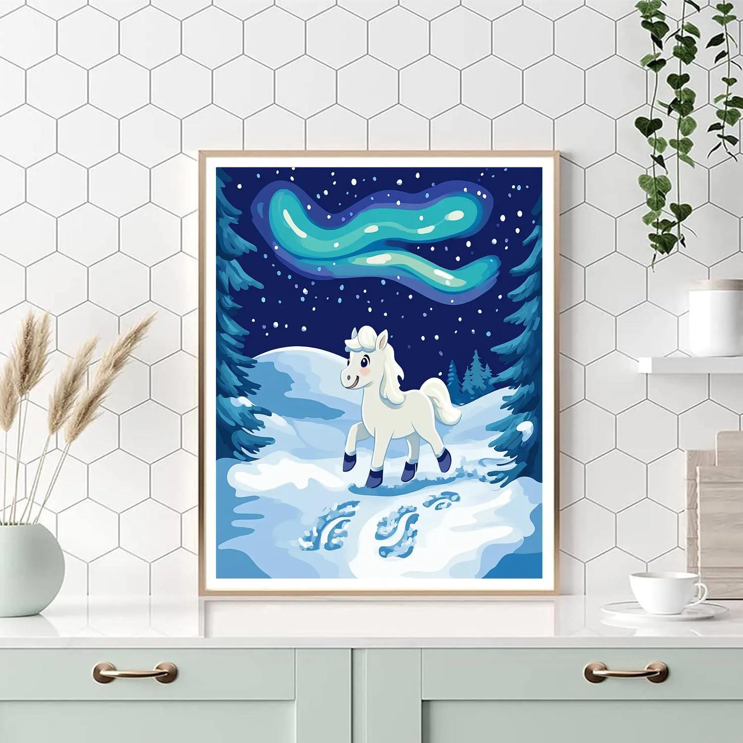 Sven Northern Lights Snow Trail Paint by numbers kits