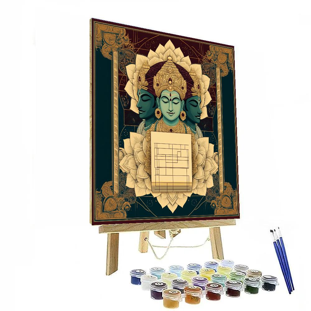 Brahma Lotus Blueprint Pavilion paint by numbers