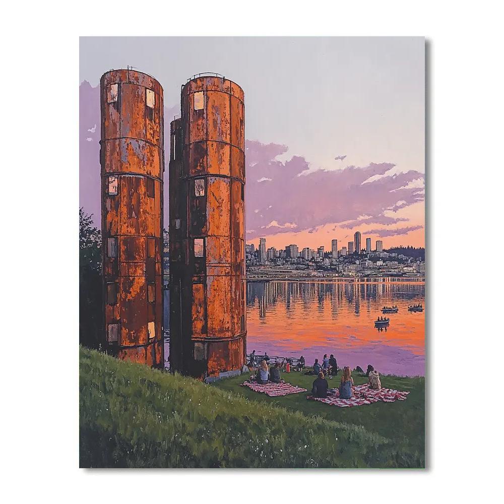 Industrial Gasworks Park Overlook Of Seattle Skyline United States Paint by numbers kits
