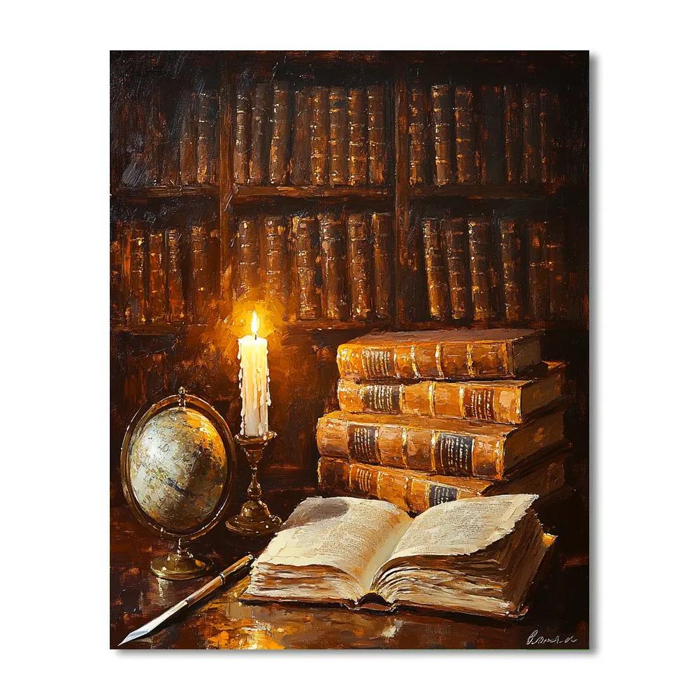 Rembrandt Inspired Library Scholar By Candlelight DIY paint by numbers