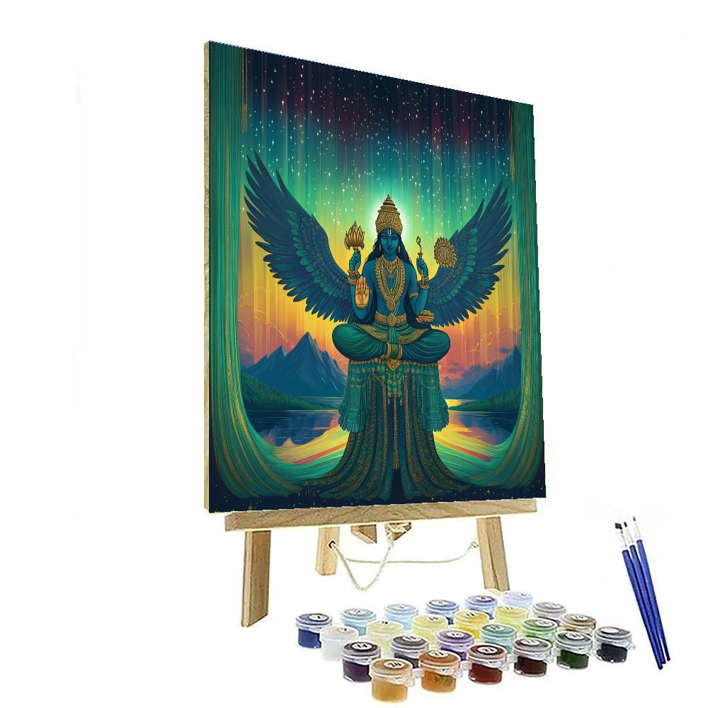 Garuda Carrying Vishnu Through Aurora Clouds Numbered painting kits