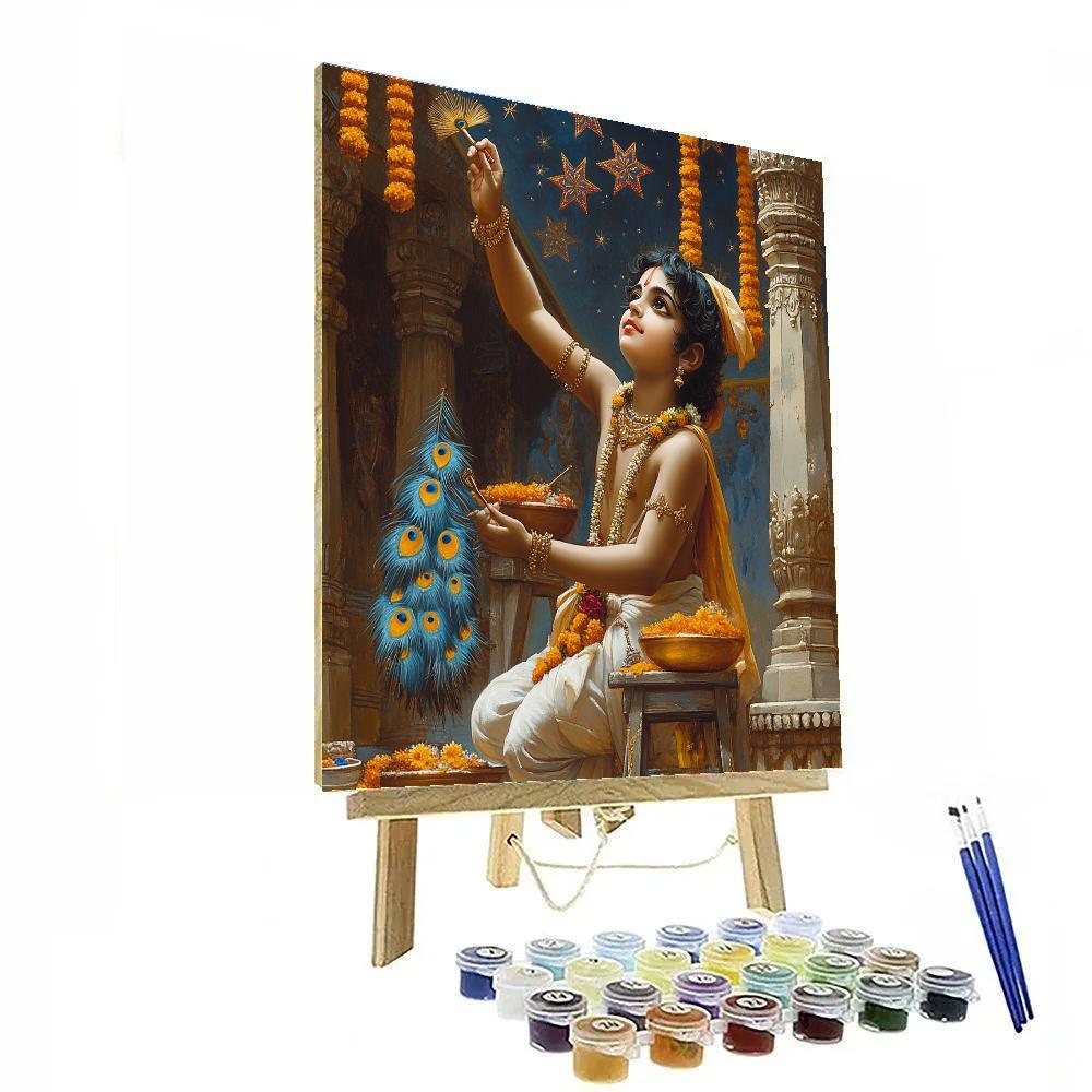 Krishna Painting Stars On A Temple Ceiling Numbered painting kits