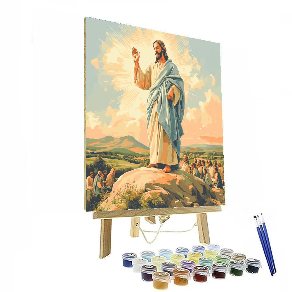 Mountain Sermon, Jesus In Dawn Light paint by number