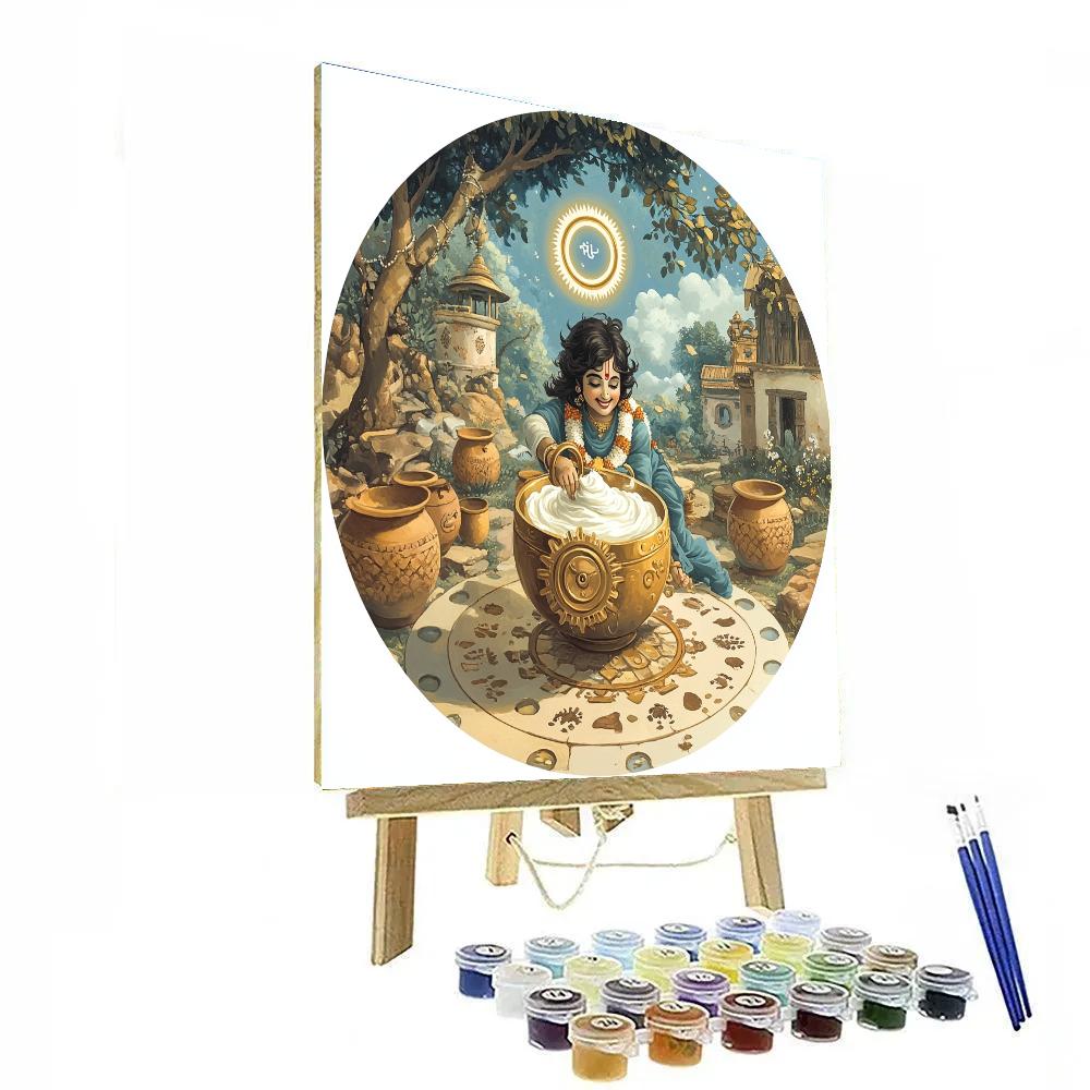 Krishna And The Butter Churn Time Machine Painting by numbers kit