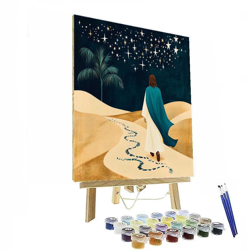 Jesus Footsteps In Desert Constellations paint by color