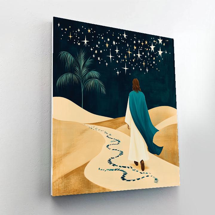 Jesus Footsteps In Desert Constellations paint by color