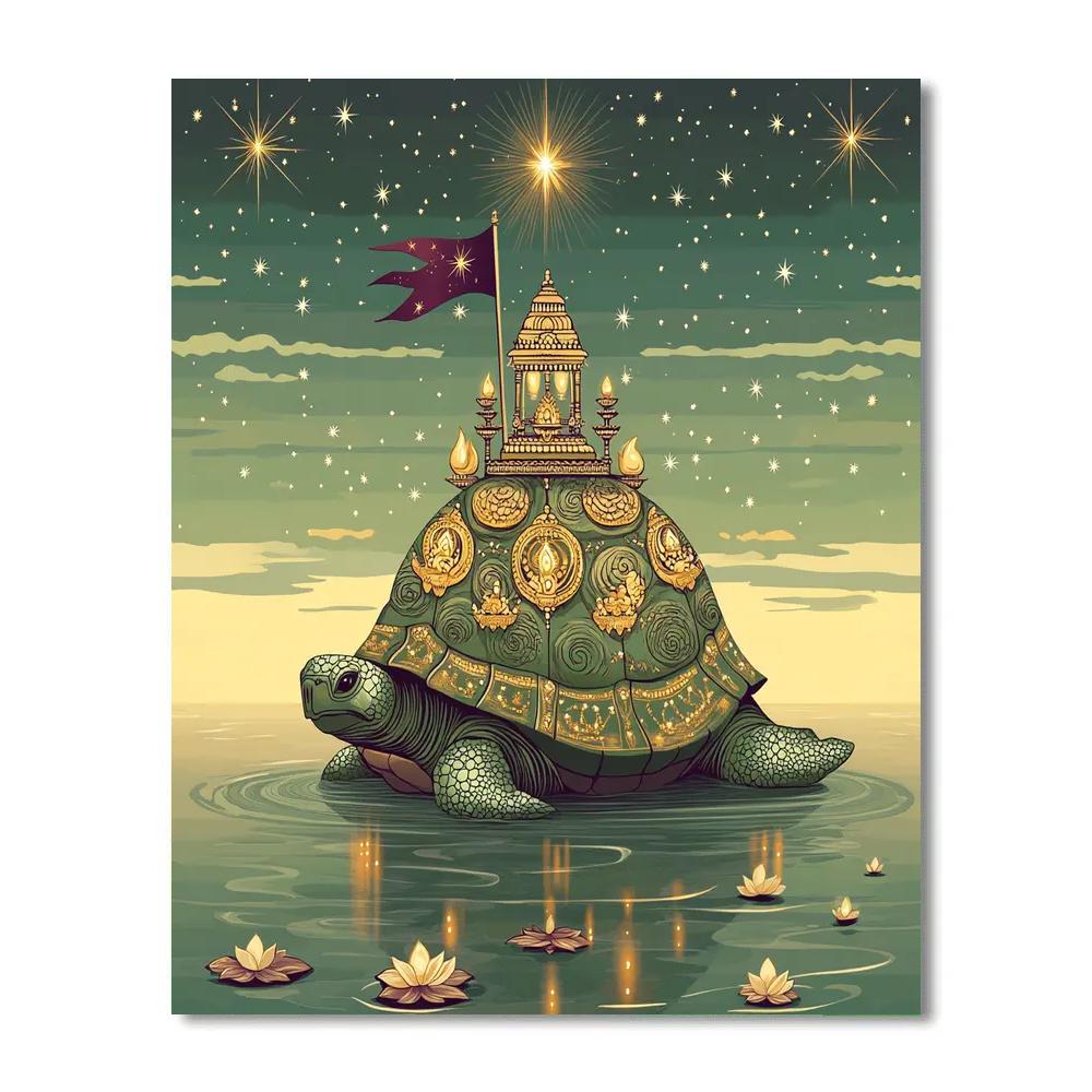 Kurma Avatar Supporting A Floating Star Temple DIY paint by numbers