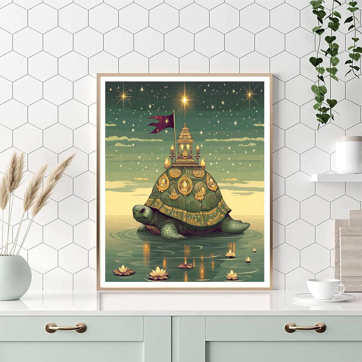 Kurma Avatar Supporting A Floating Star Temple DIY paint by numbers