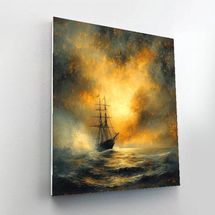 J M W Turner Inspired Ship In Golden Sunset Storm painting number kit