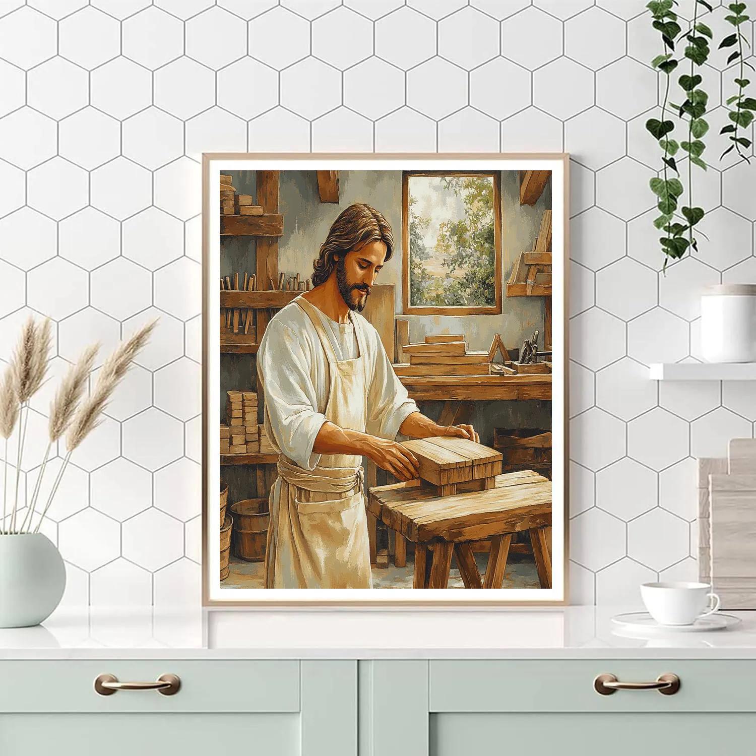 Jesus In The Carpenter Quiet Room Paint by numbers kits
