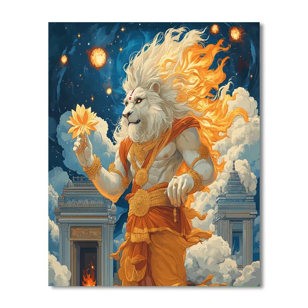 Narasimha Calming A Storm Of Shattered Meteors DIY paint by numbers