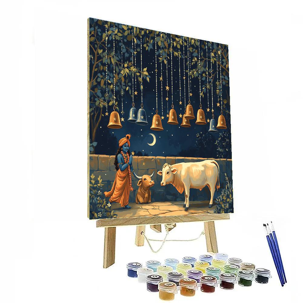 Krishna And The Celestial Cow Bell Orchestra Paint by numbers art