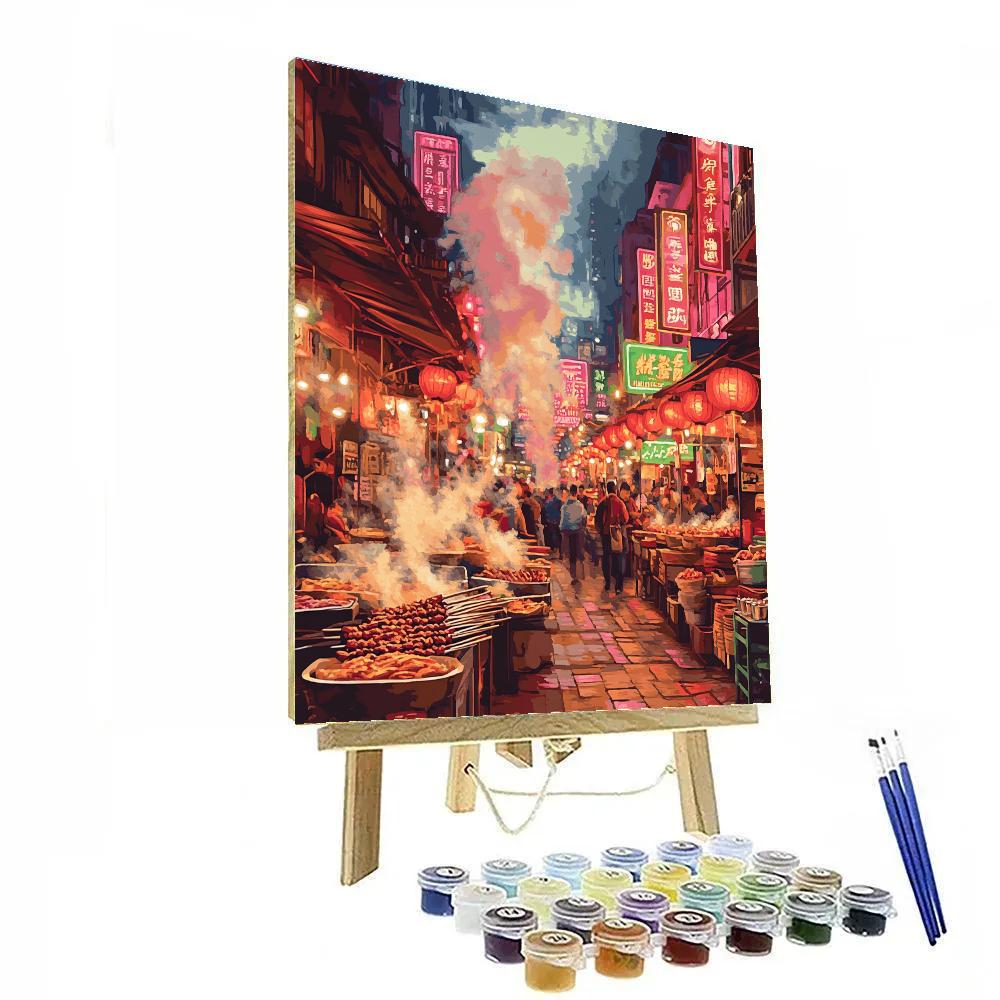 Night Market Glow On Shilin Street Taipei Taiwan paint by color