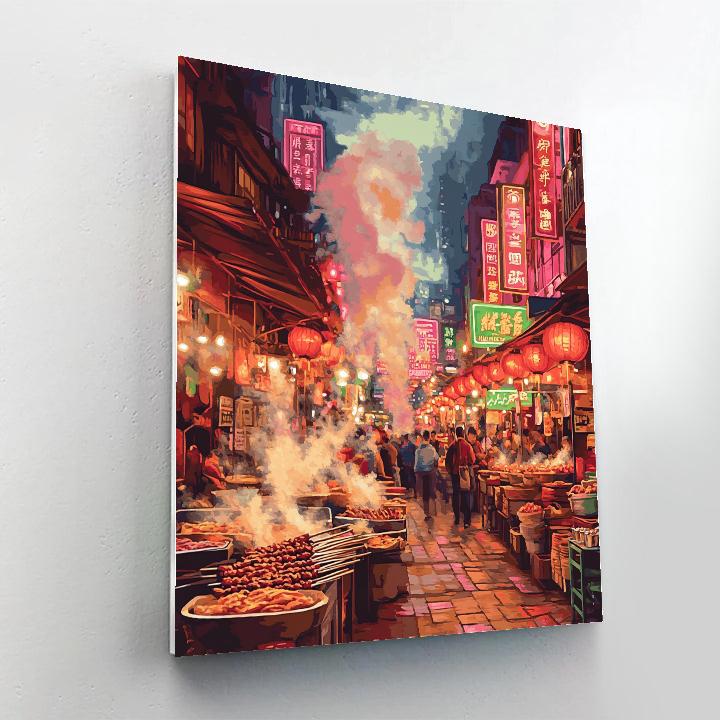 Night Market Glow On Shilin Street Taipei Taiwan paint by color