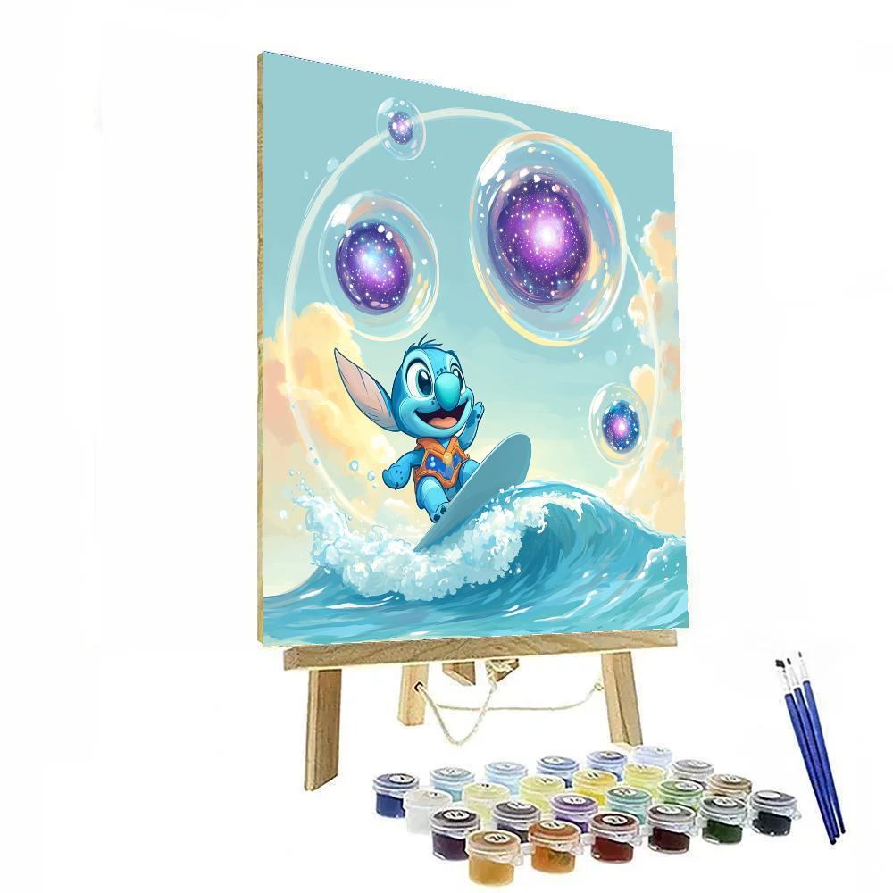 Stitch Bubble Galaxy Surf paint by numbers