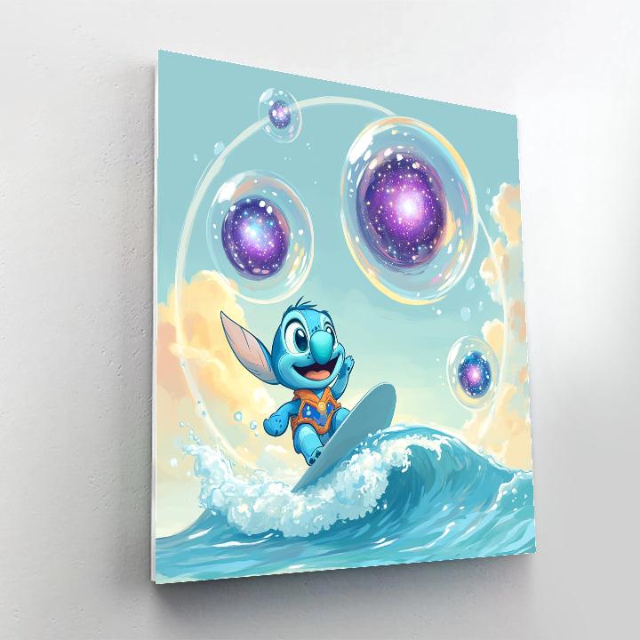 Stitch Bubble Galaxy Surf paint by numbers
